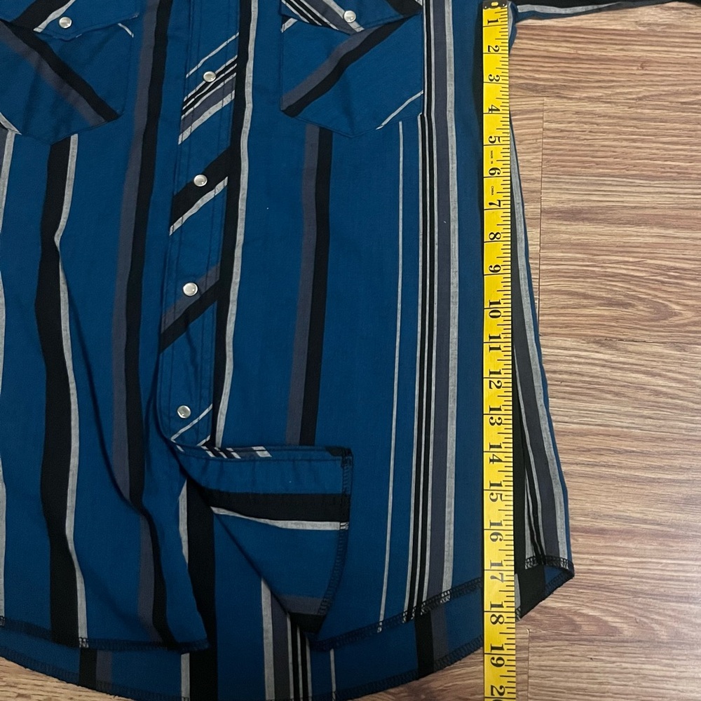Wrangler blue/greenand Black Striped Western Shirt - Picture 6 of 7